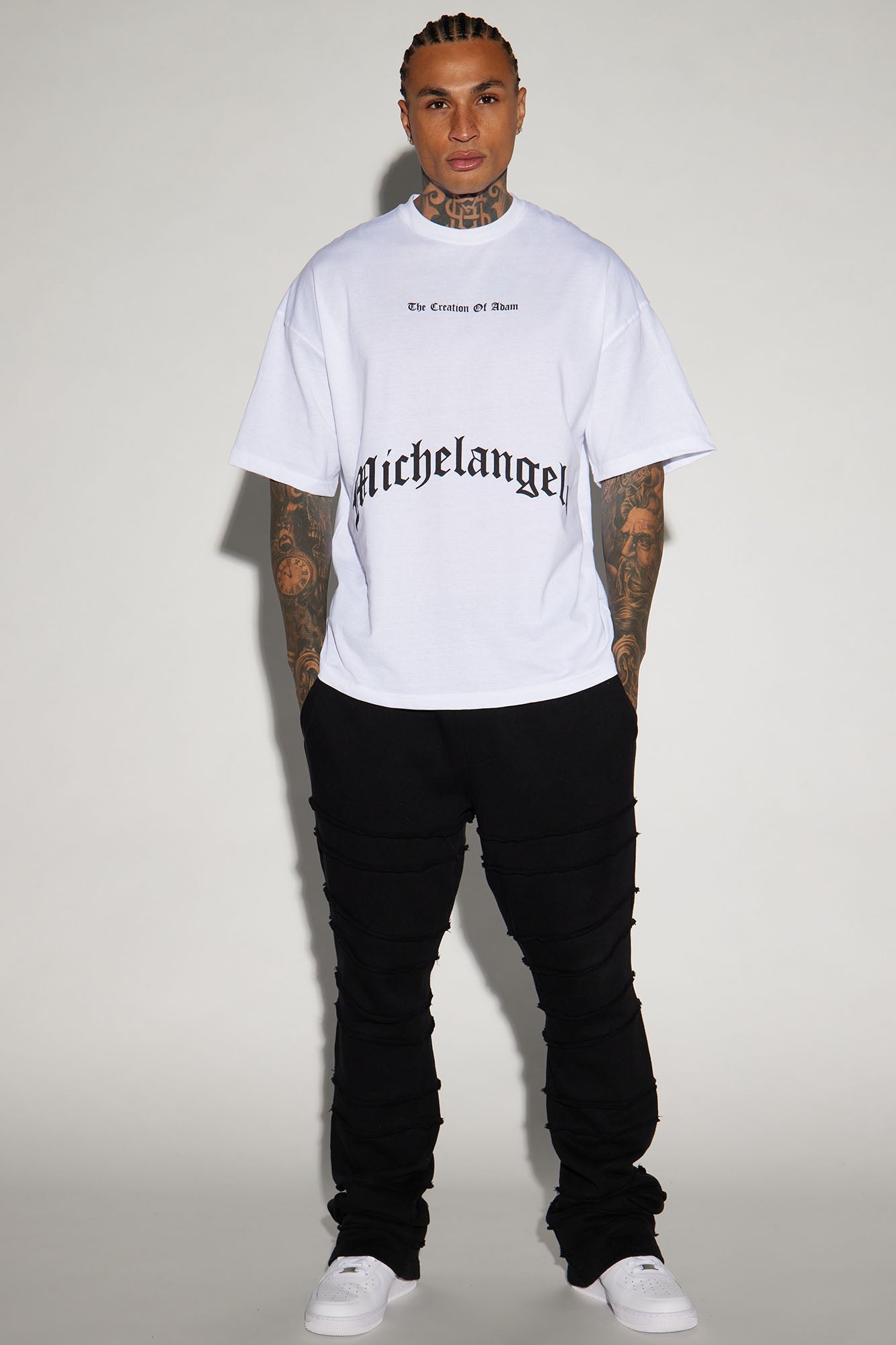 Creation Of Michelangelo Oversized Short Sleeve Tee - White Fashion Nova