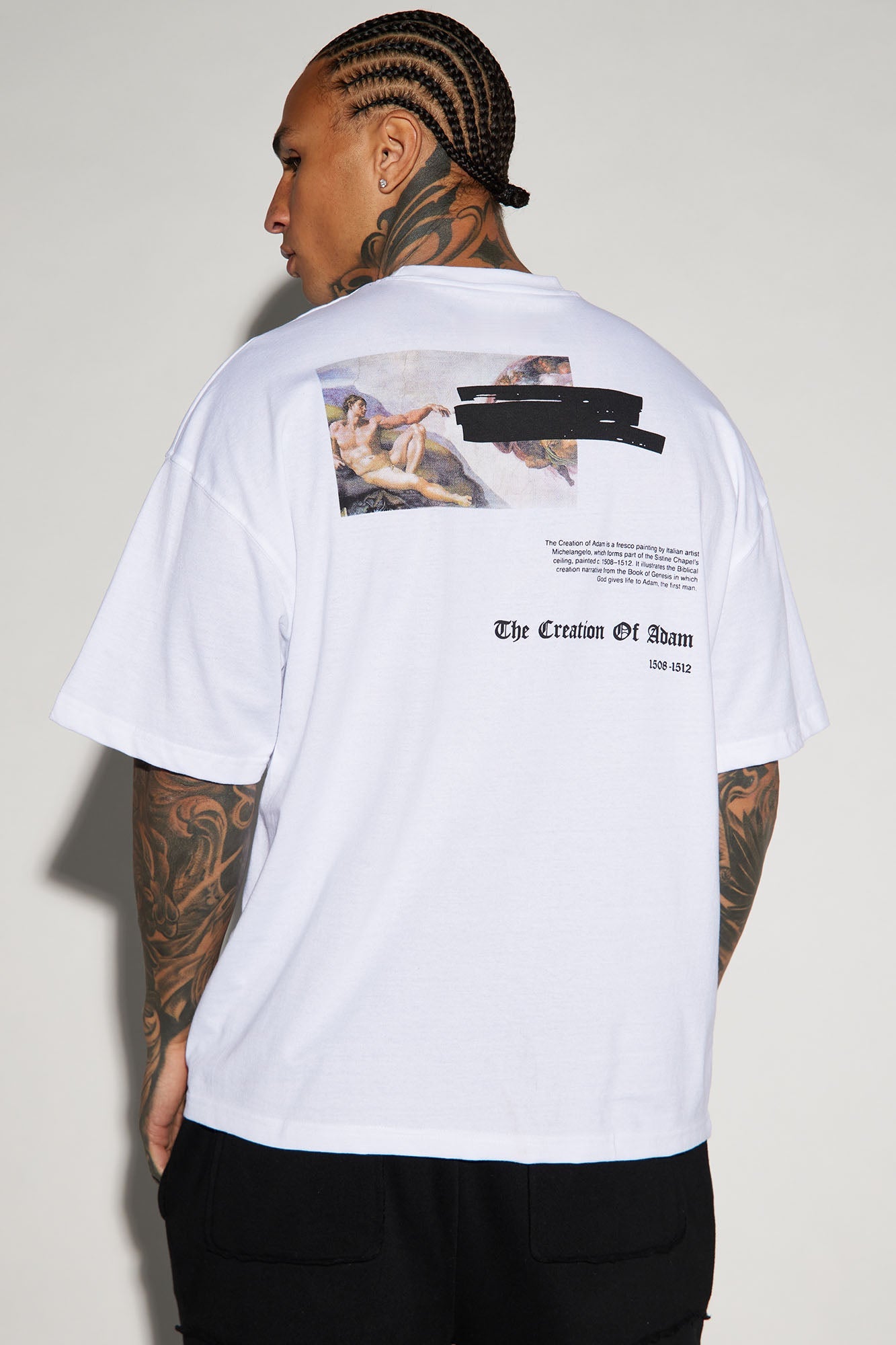 Creation Of Michelangelo Oversized Short Sleeve Tee - White Fashion Nova