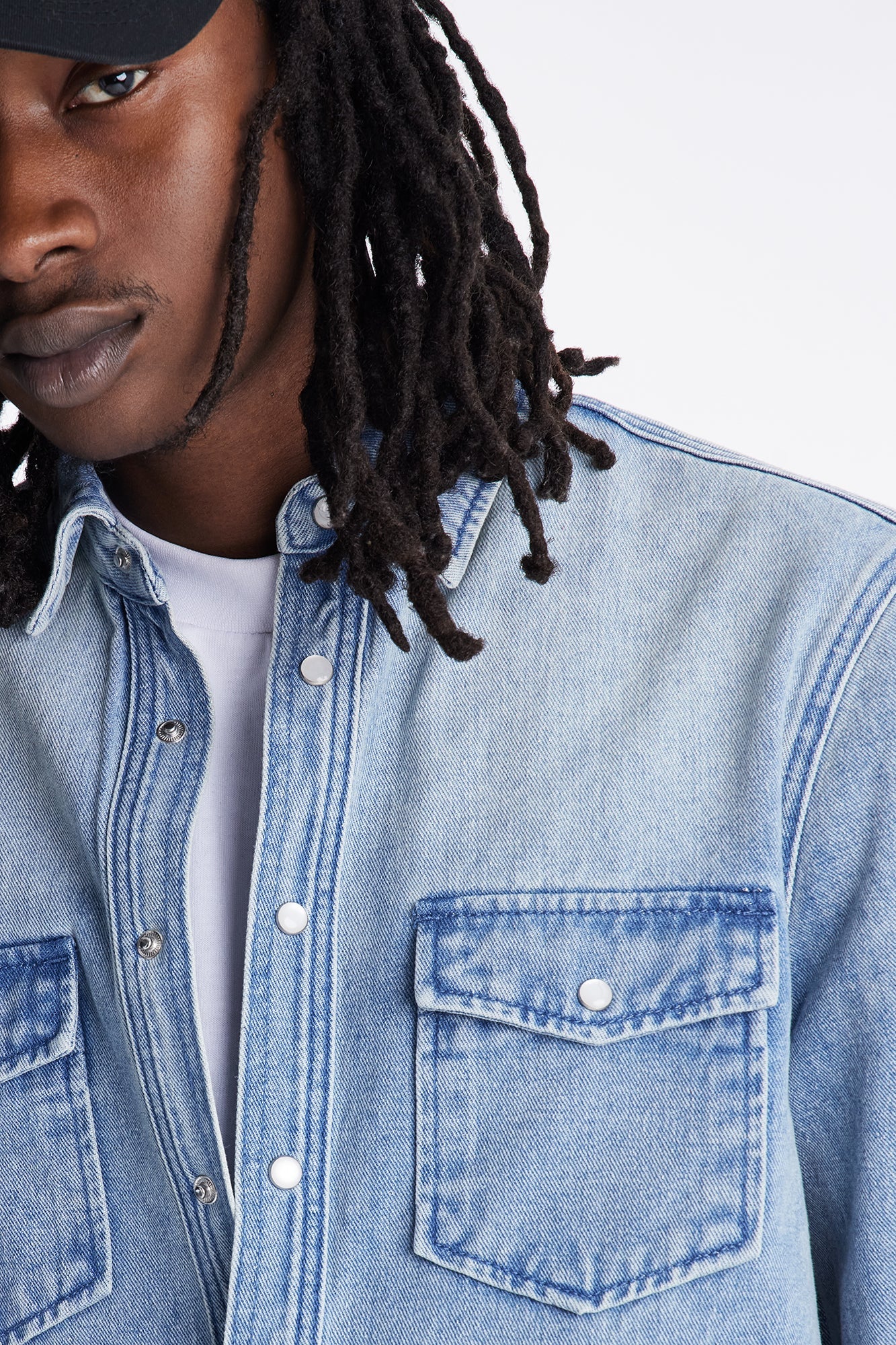 Rodeo Denim Button Up Shirt - Light Blue Wash Fashion Nova