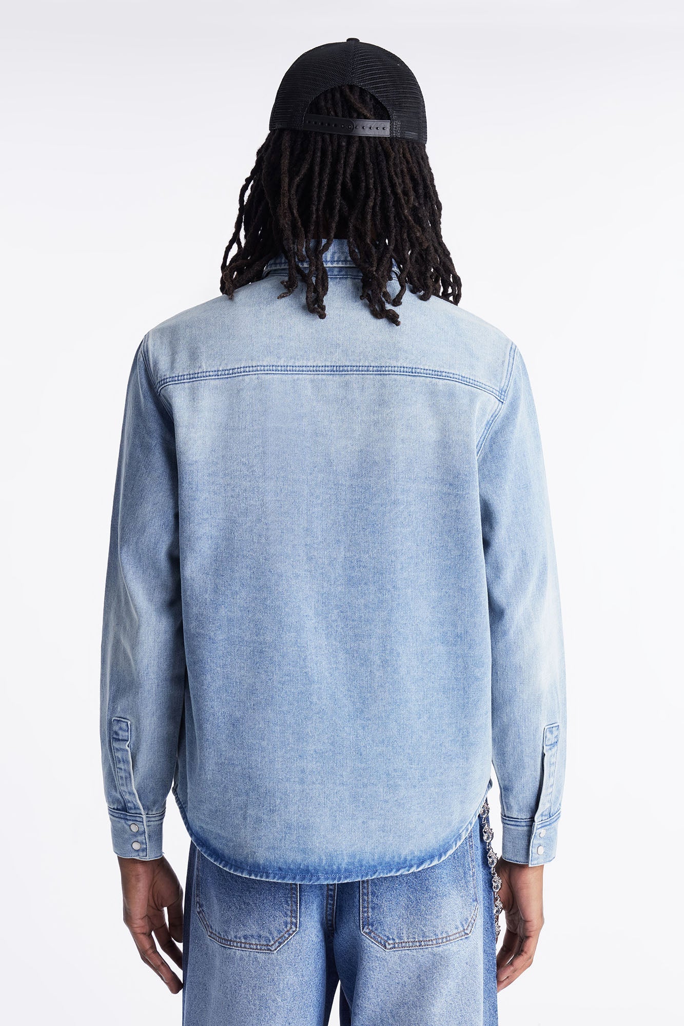 Rodeo Denim Button Up Shirt - Light Blue Wash Fashion Nova