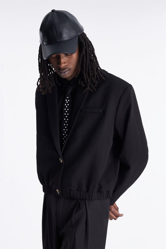 Cropped Strikeout Blazer Bomber Jacket - Black Fashion Nova