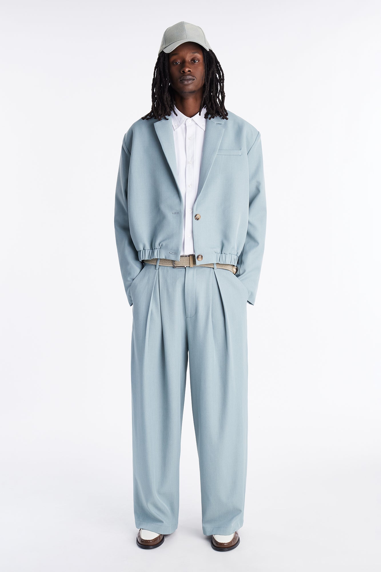 Cropped Strikeout Blazer Bomber Jacket - Blue Fashion Nova