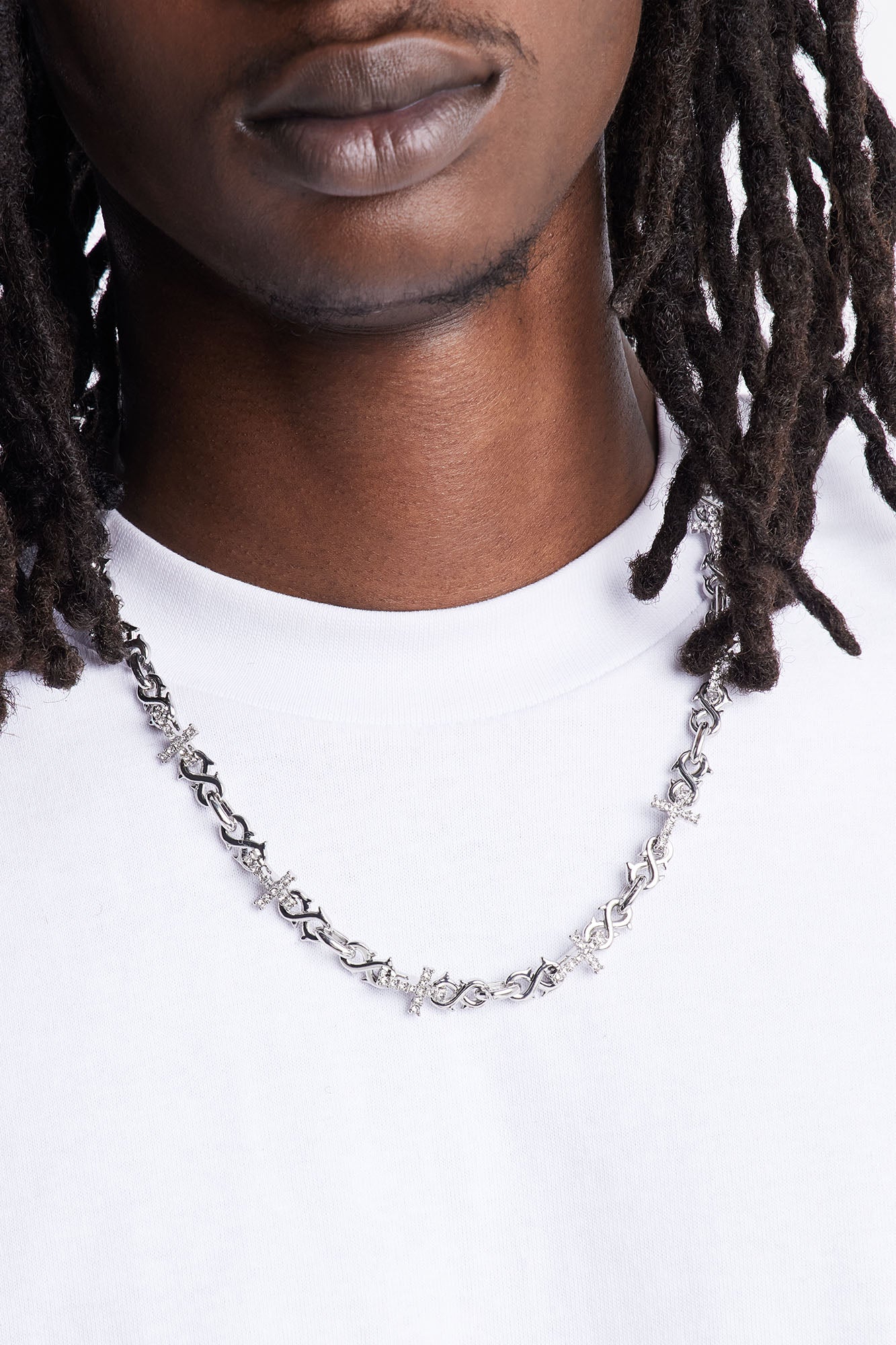 Iced Infinity Cross Link Necklace - Silver Fashion Nova