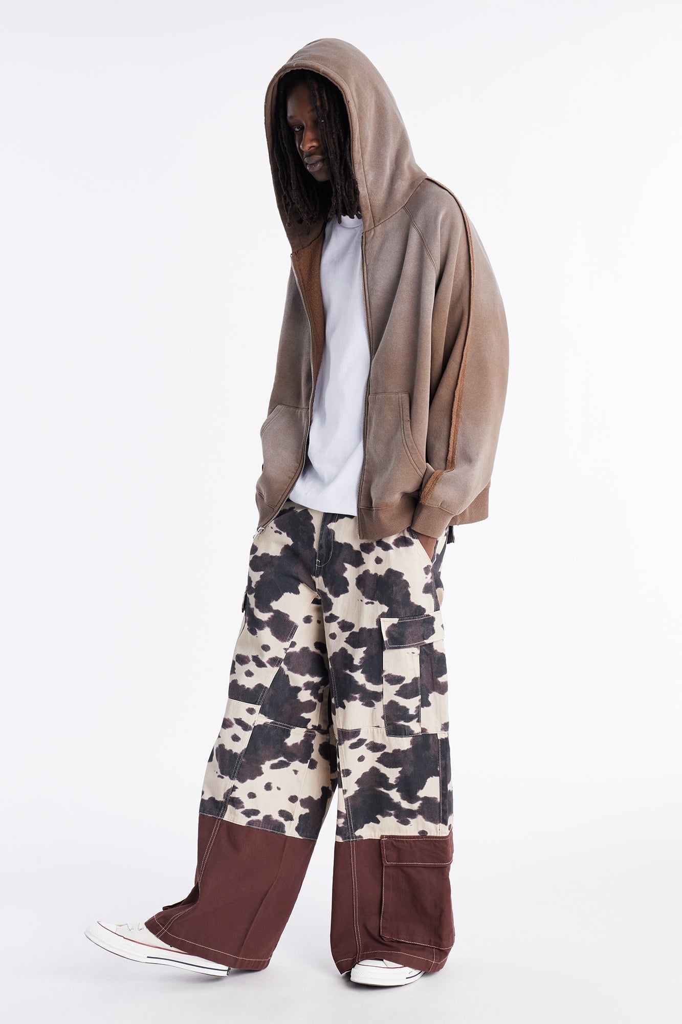 Extra Raw Faded Distressed Zip Up Hoodie - Brown Fashion Nova