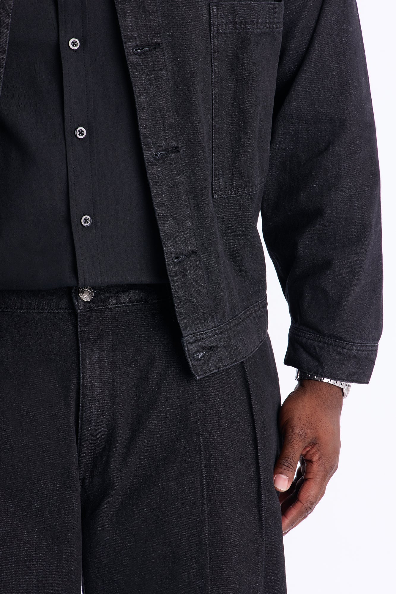 Barrel Aime Pleated Jean - Black Wash Fashion Nova