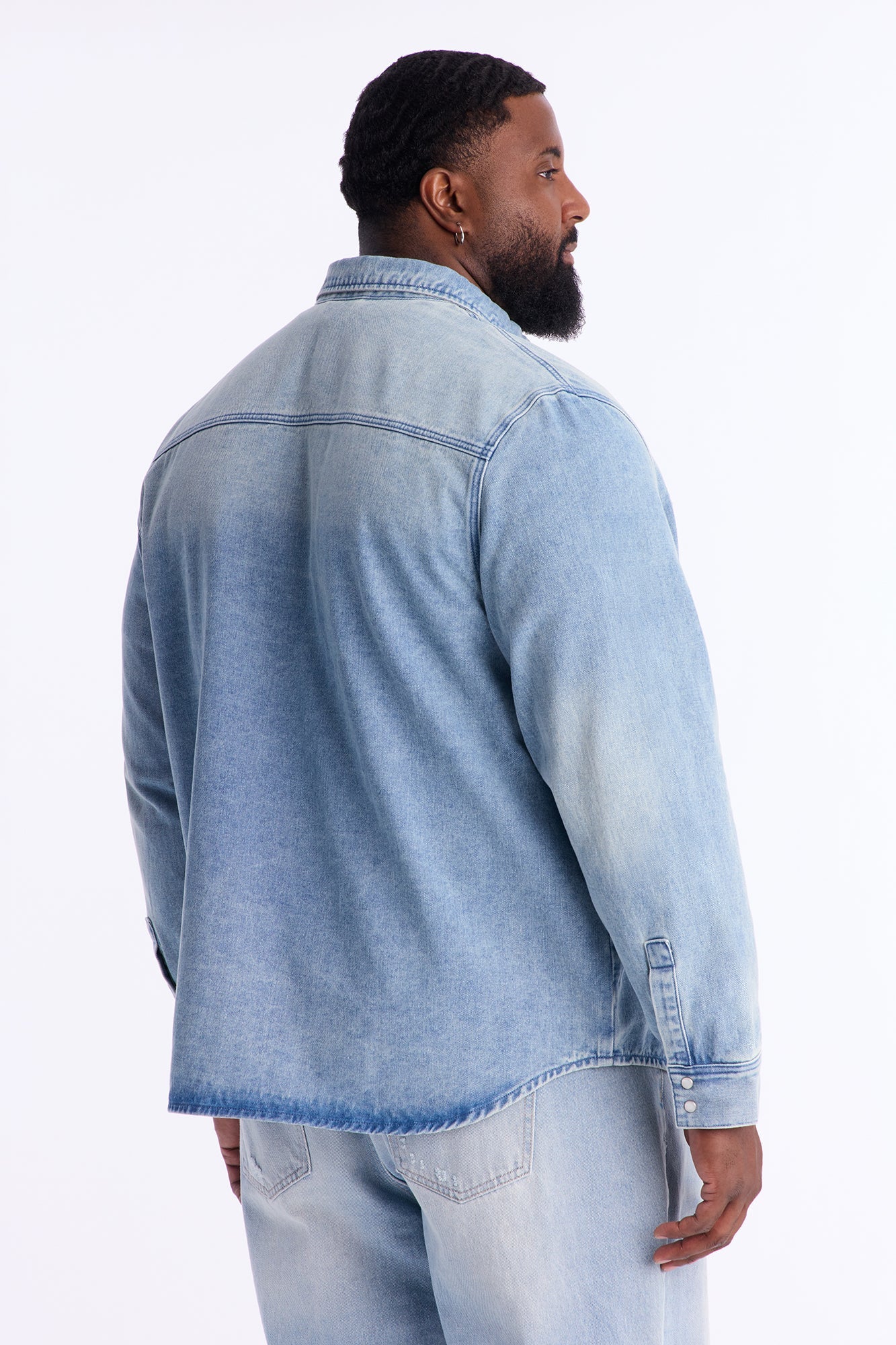 Rodeo Denim Button Up Shirt - Light Blue Wash Fashion Nova