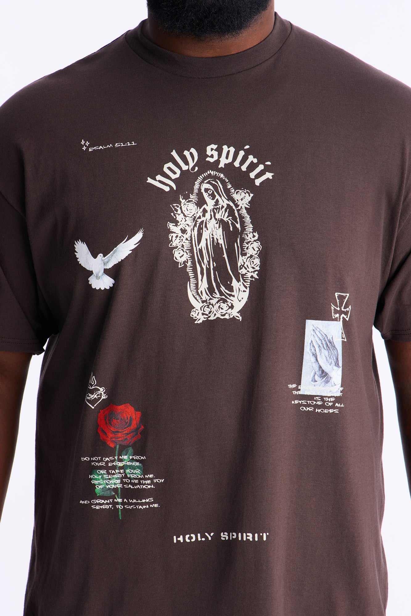 Holy Spirit Protect Me Short Sleeve Tee - Chocolate Fashion Nova