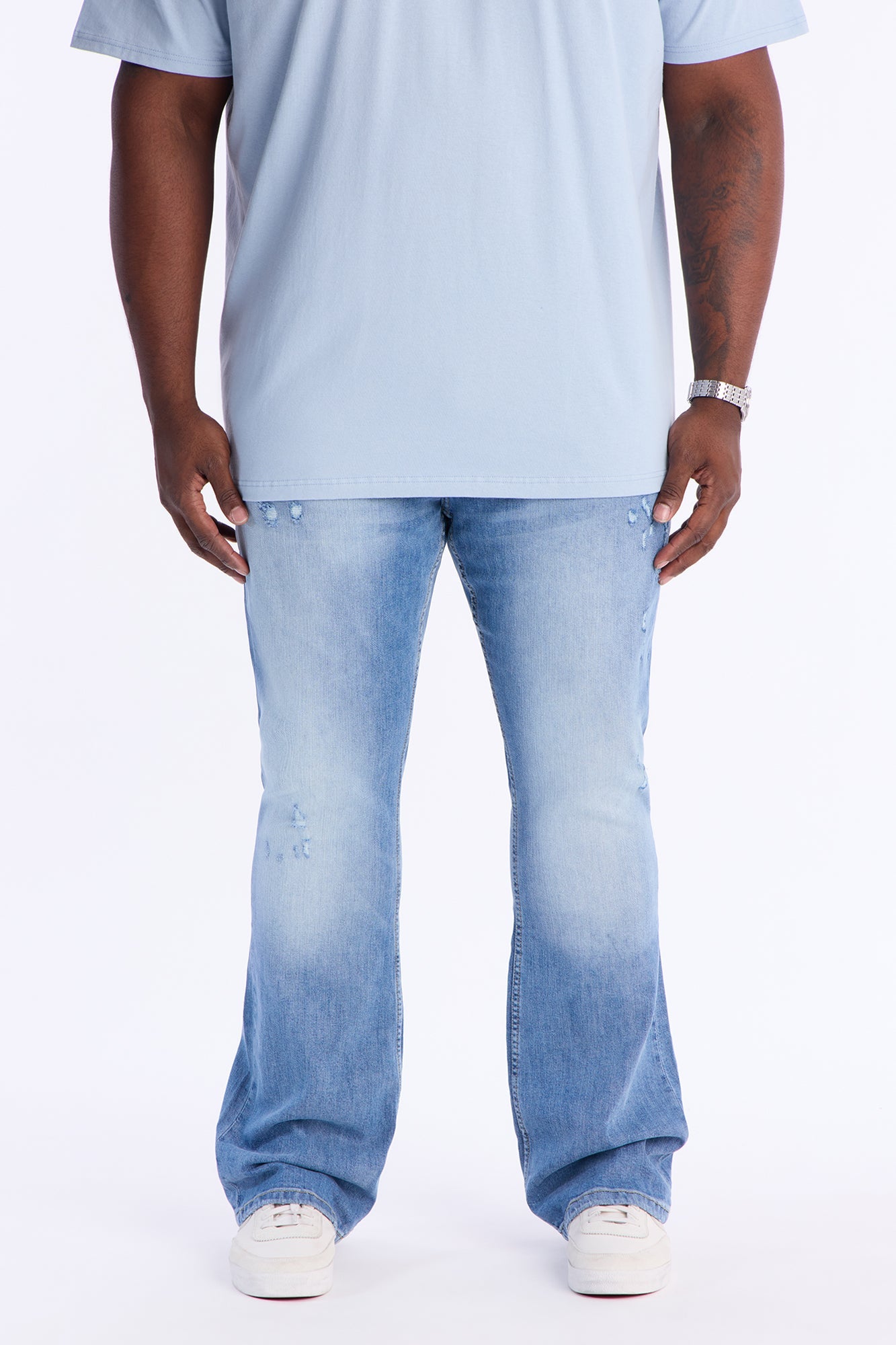 Stacked Skinny Flare Take My Time Jean - Medium Blue Wash Fashion Nova
