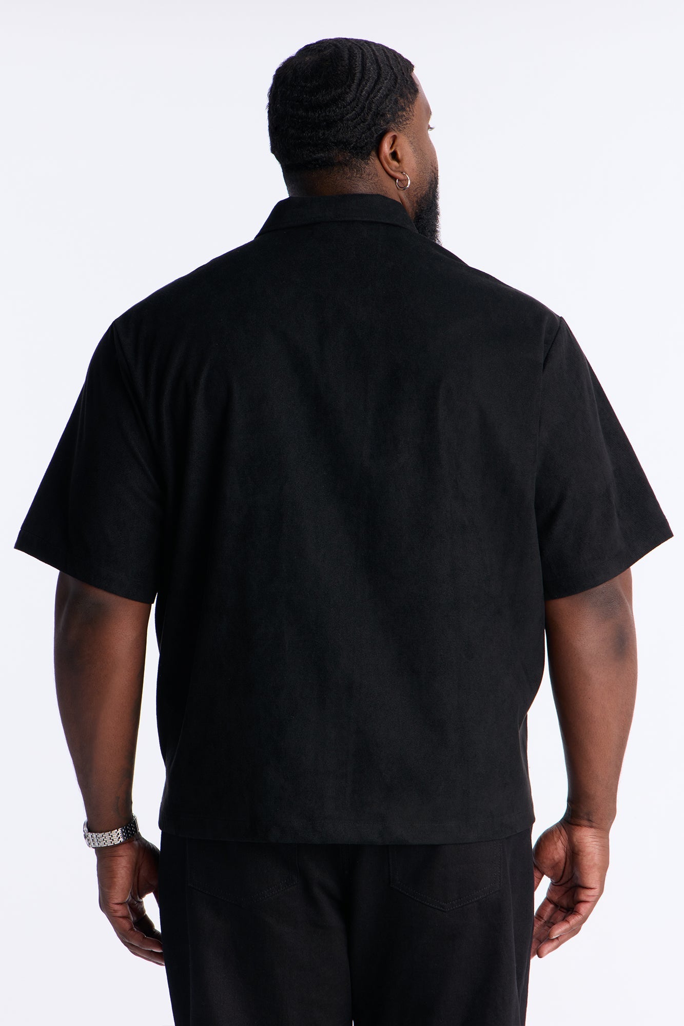 Relaxed Brushed Double Pocket Button Up Shirt - Black Fashion Nova