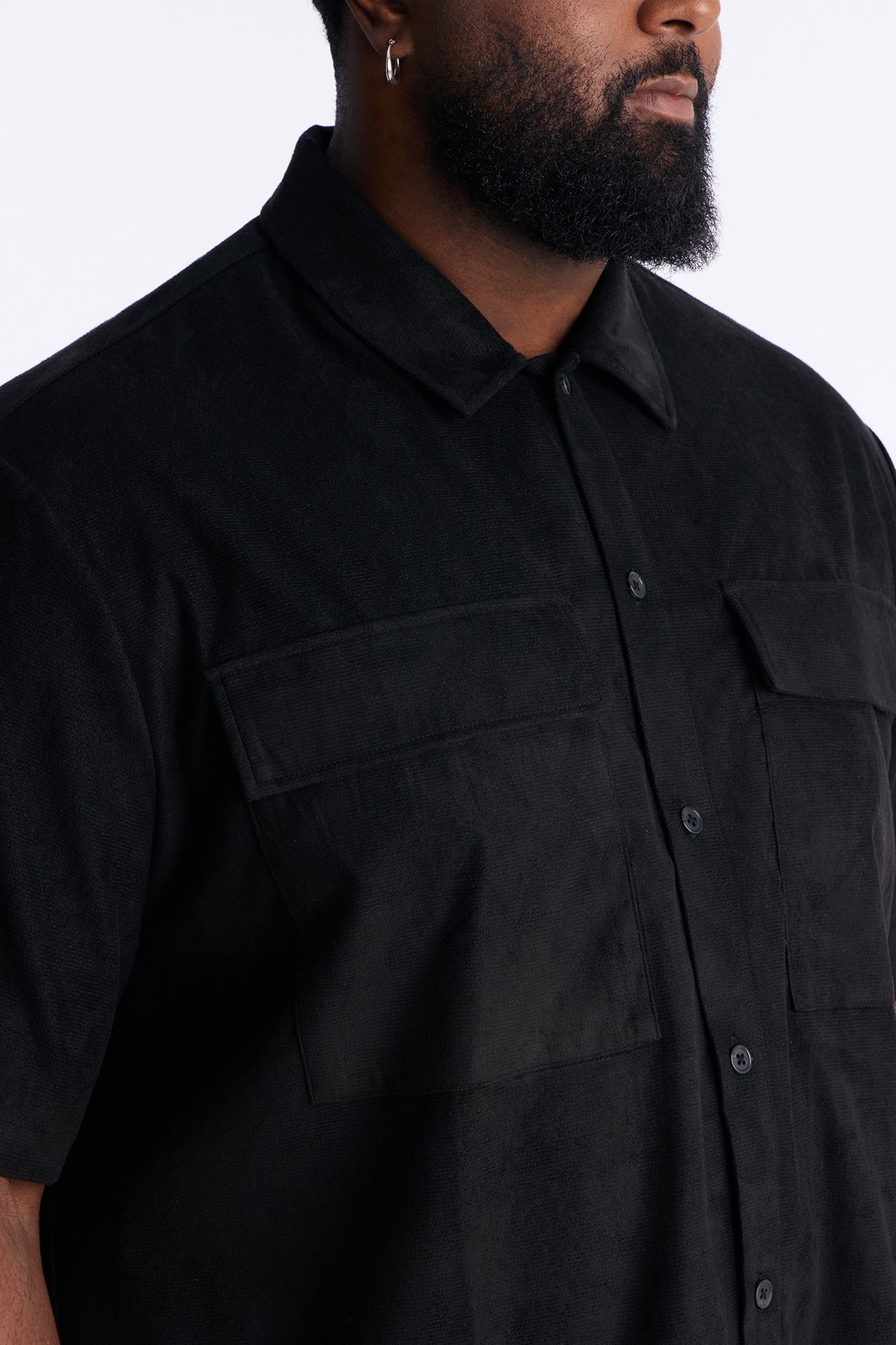 Relaxed Brushed Double Pocket Button Up Shirt - Black Fashion Nova