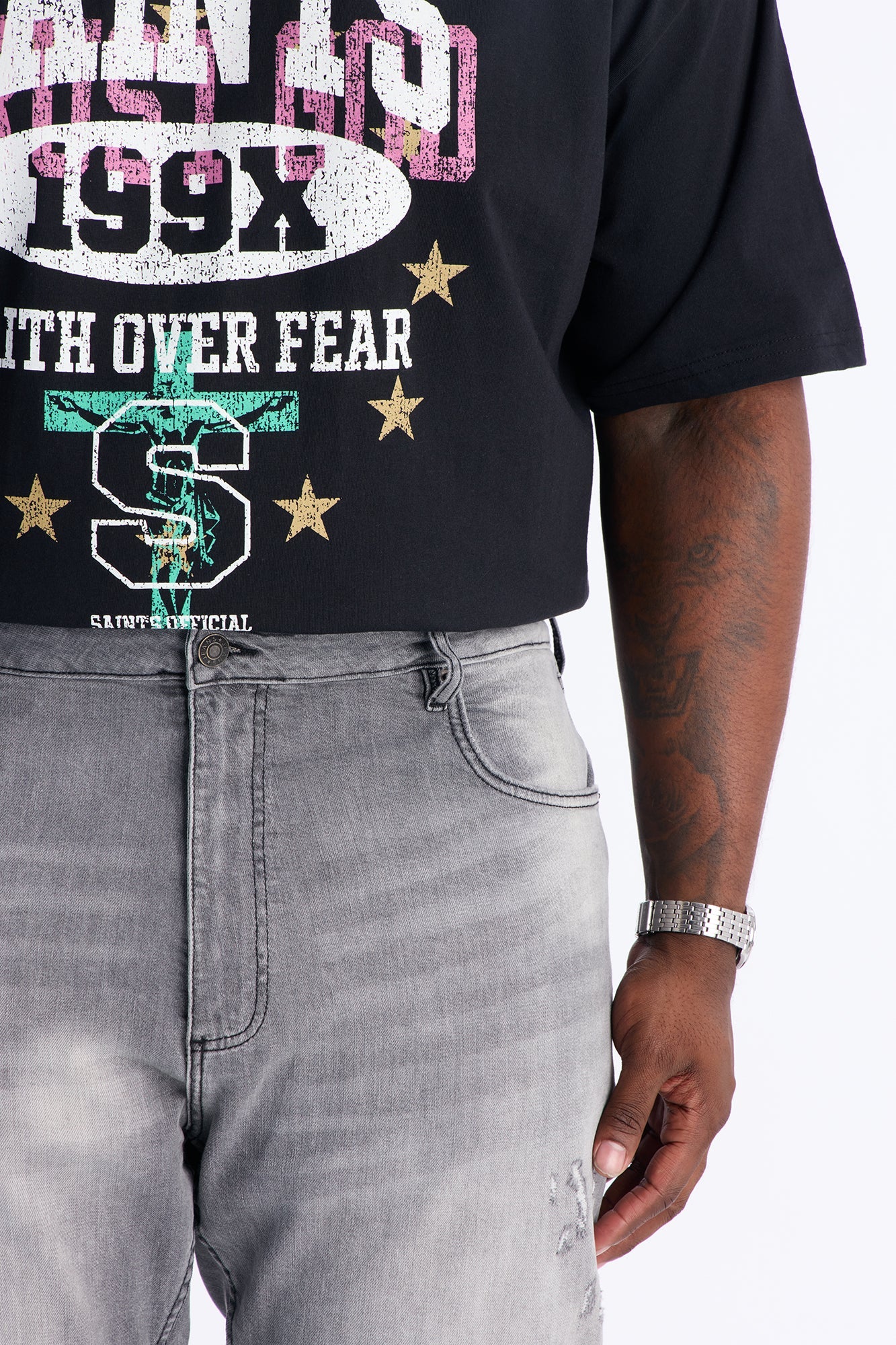 Stacked Skinny Flare Take My Time Jean - Grey Fashion Nova