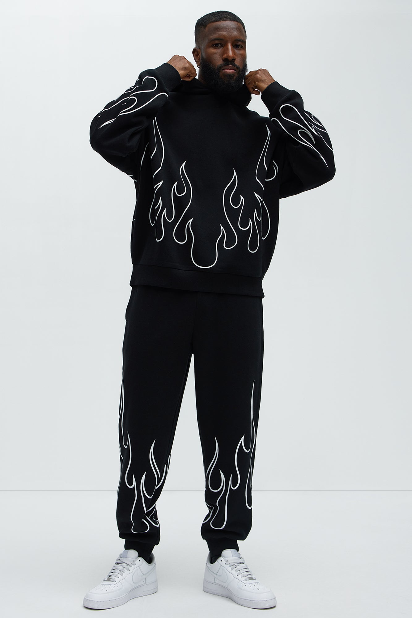 Tyson Chase Flame Oversized Hoodie - Black/combo Fashion Nova
