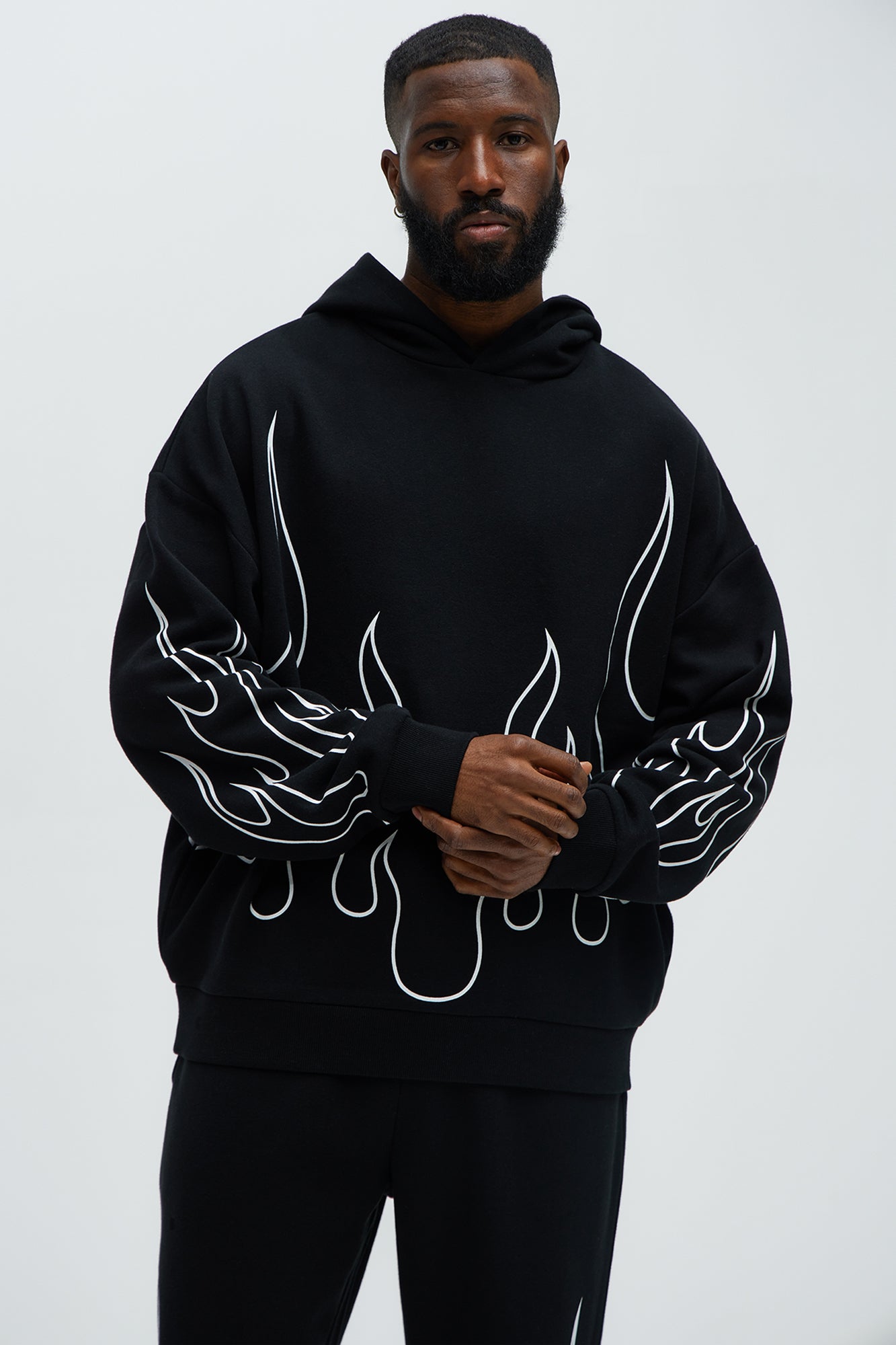 Tyson Chase Flame Oversized Hoodie - Black/combo Fashion Nova