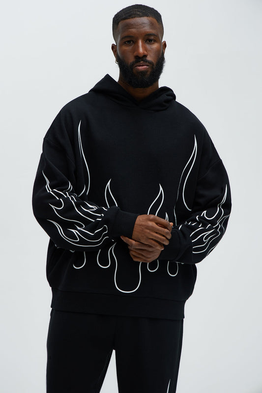 Tyson Chase Flame Oversized Hoodie - Black/combo Fashion Nova