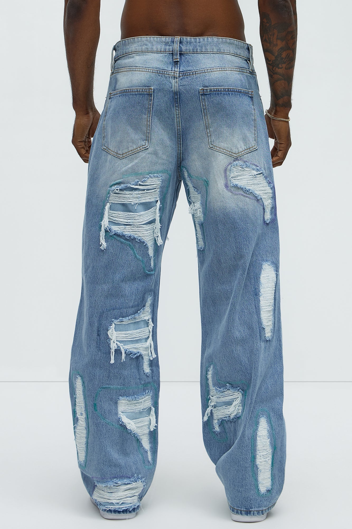 Worn All Over Distressed Baggy Jeans - Light Wash Fashion Nova