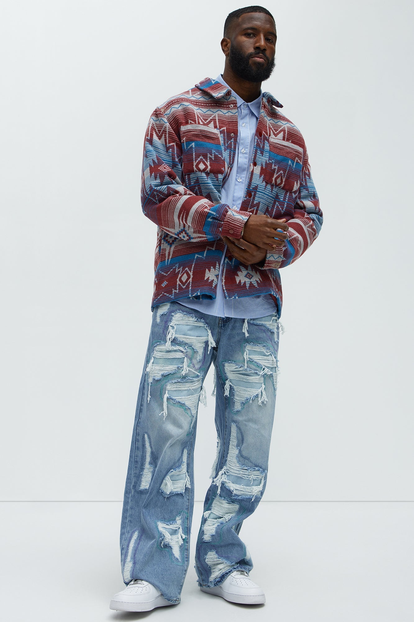 Worn All Over Distressed Baggy Jeans - Light Wash Fashion Nova