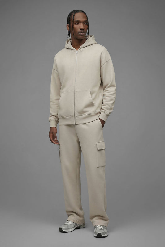 410 Oversized Zip Hoodie - Cream Fashion Nova