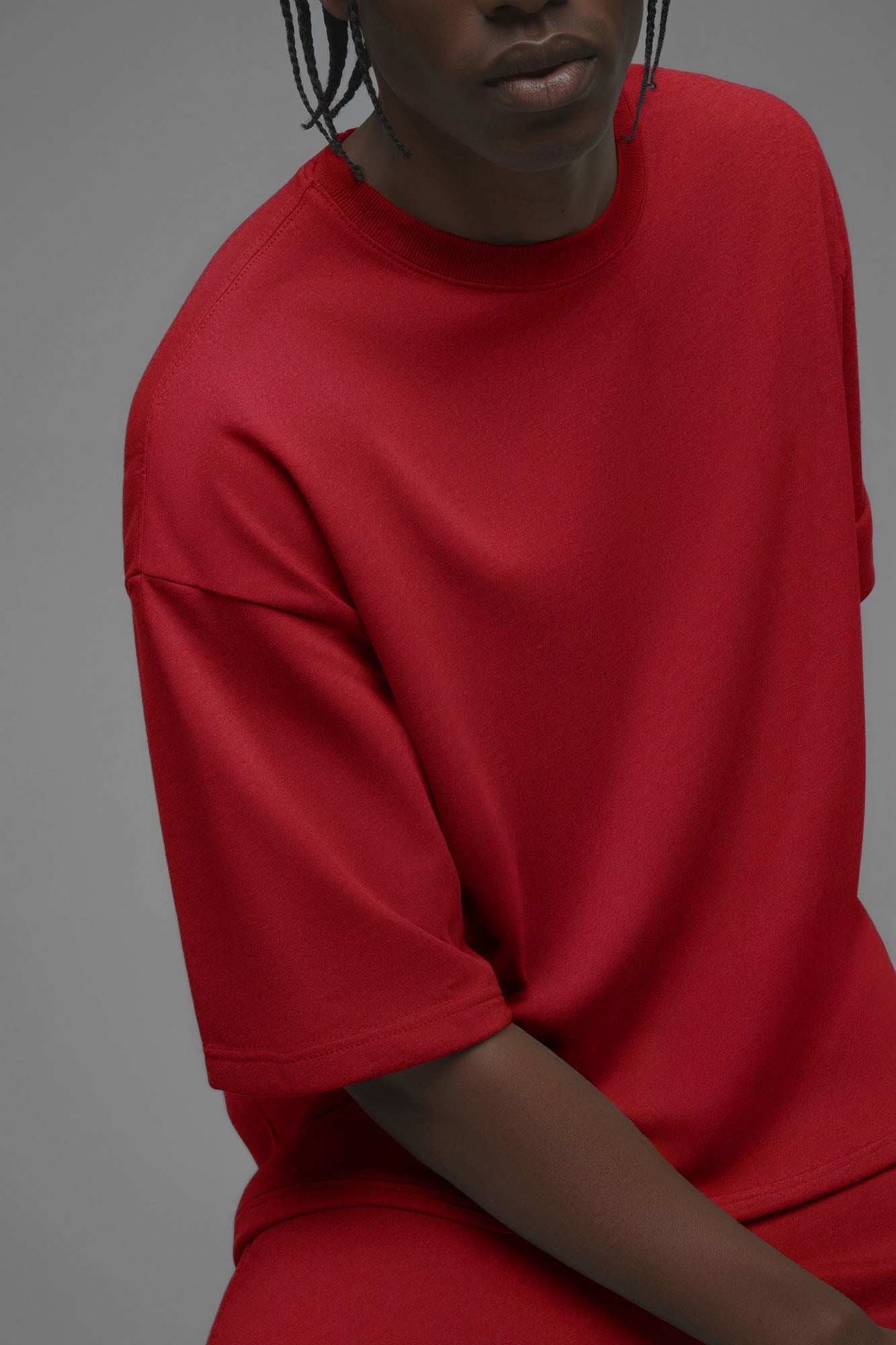 410 Oversized Fleece Tee - Red Fashion Nova
