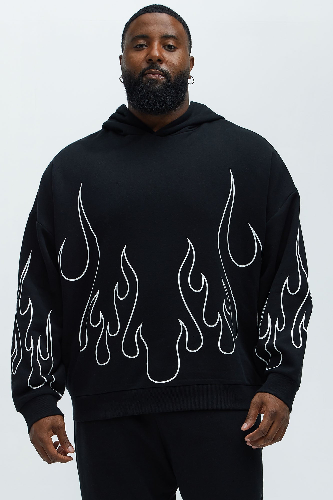Tyson Chase Flame Oversized Hoodie - Black/combo Fashion Nova