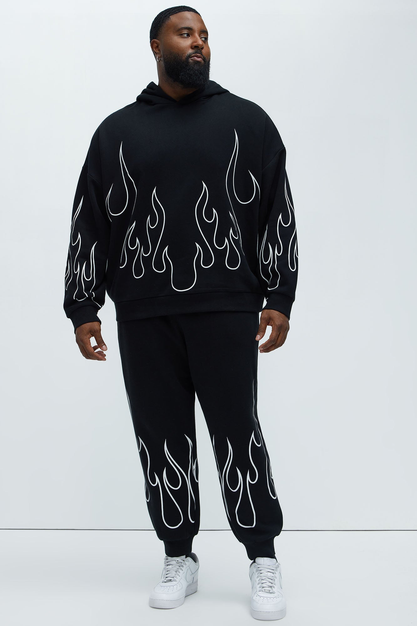Tyson Chase Flame Oversized Hoodie - Black/combo Fashion Nova