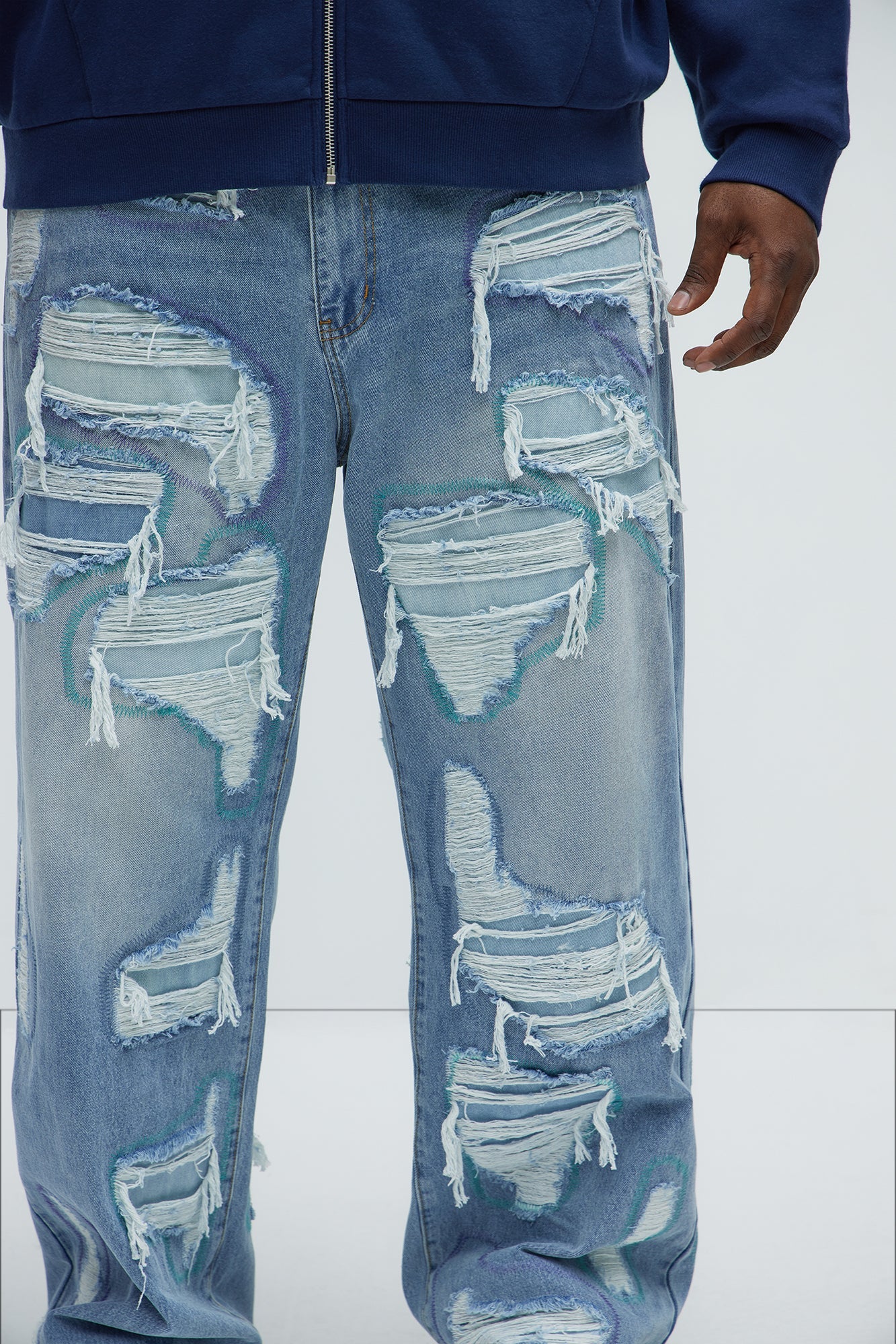 Worn All Over Distressed Baggy Jeans - Light Wash Fashion Nova