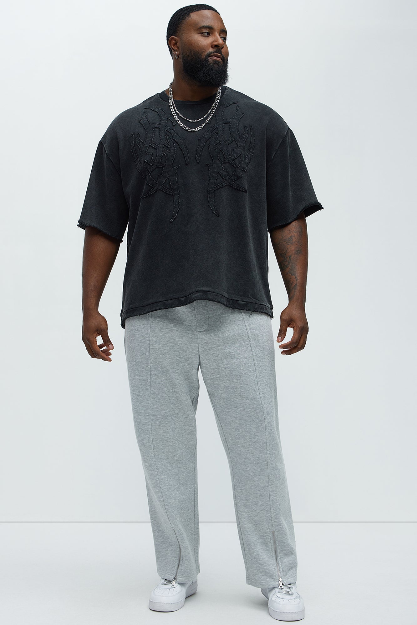 Tyson Rave Patched Heavy Wash Relaxed Tee - Black Wash Fashion Nova