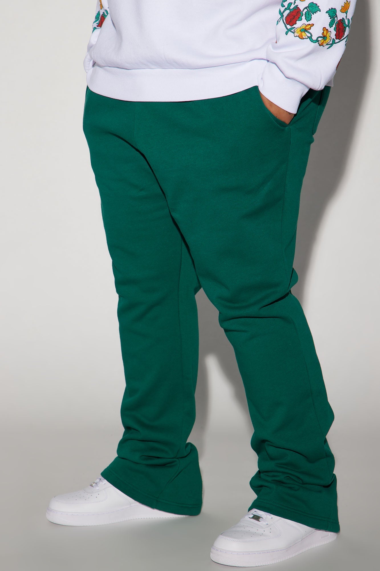 Tyson Back Zipper Skinny Flared Sweatpants - Green Fashion Nova