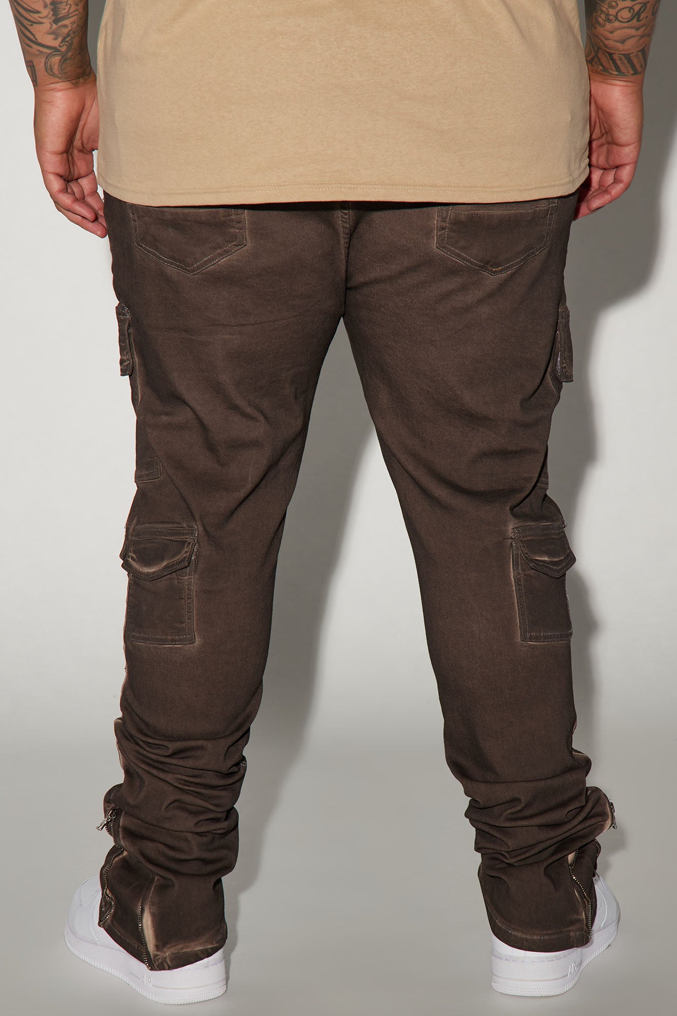 Triple Cargo Stacked Skinny Flare Jeans - Chocolate Fashion Nova