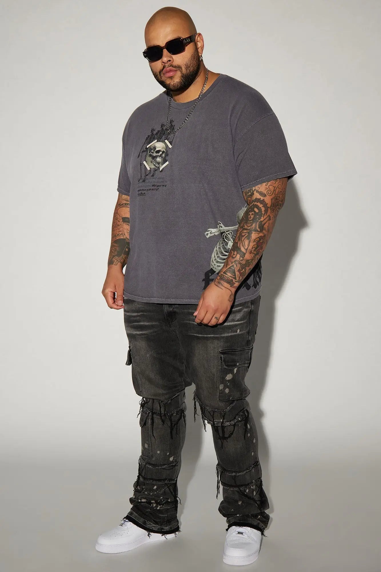 Side Snap Cargo Stacked Skinny Flare Jeans - Black Wash Fashion Nova