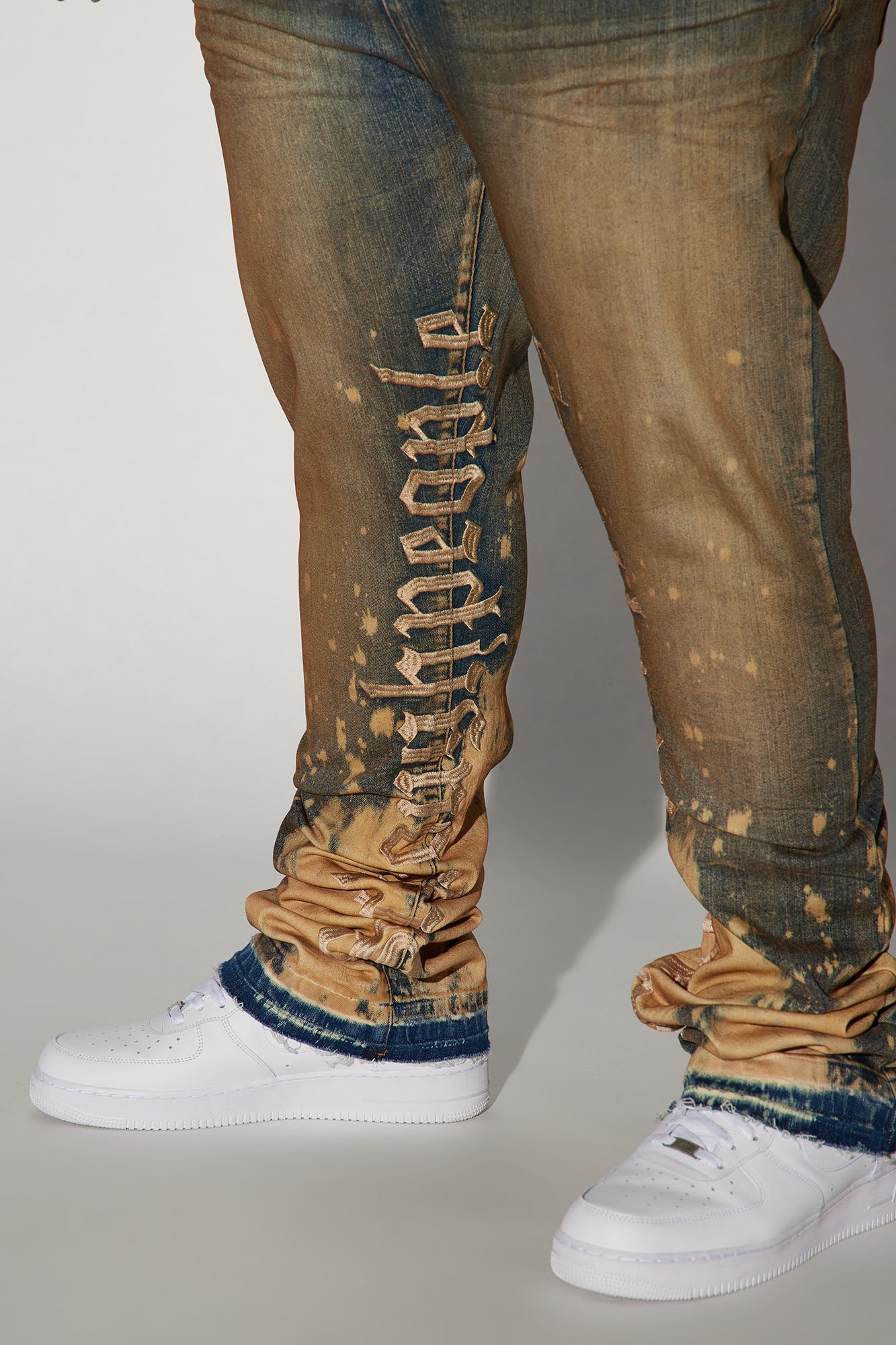 See It Through Bleached Stacked Skinny Flare Jeans - Vintage Wash Fashion Nova