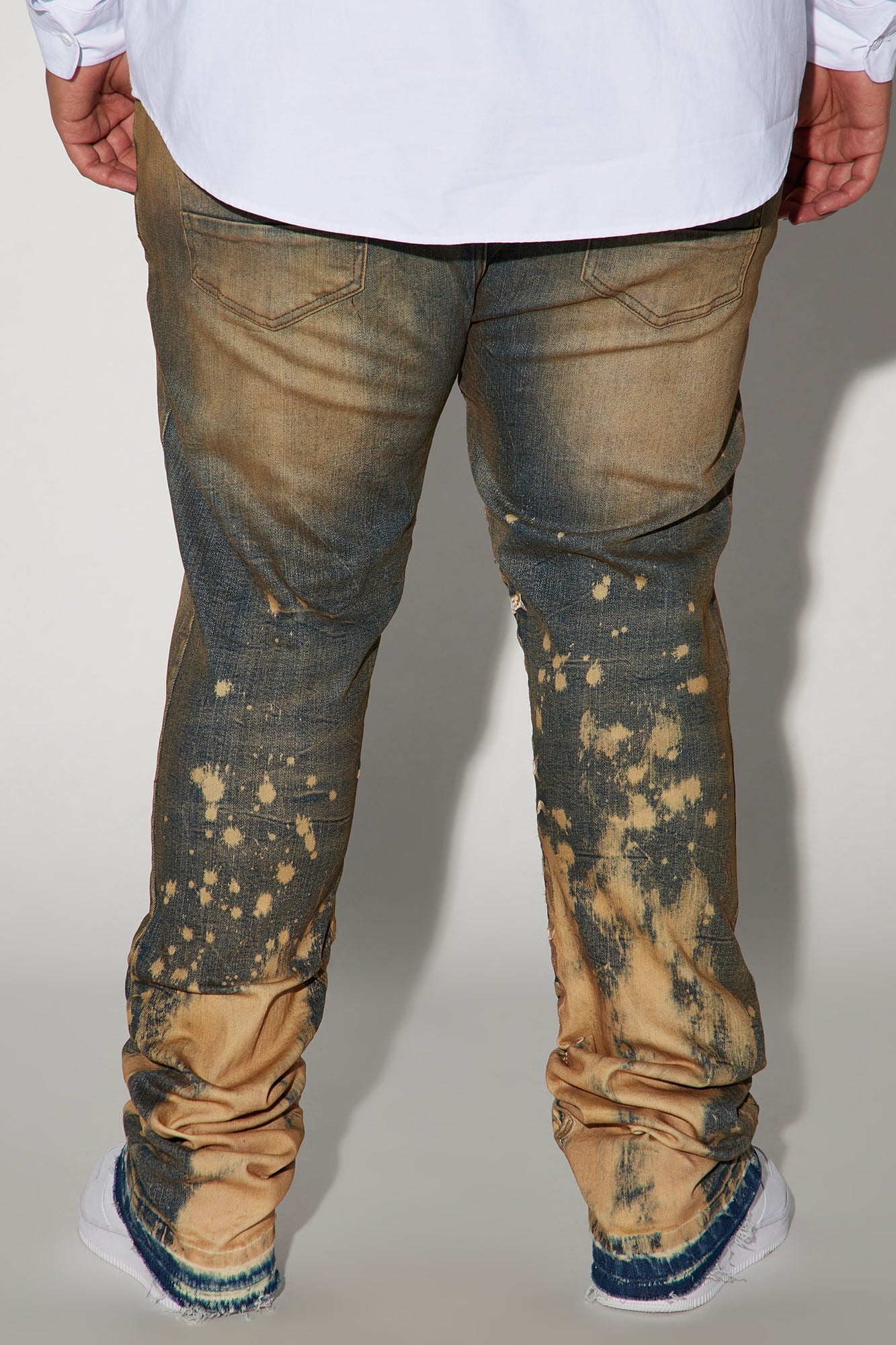 See It Through Bleached Stacked Skinny Flare Jeans - Vintage Wash Fashion Nova