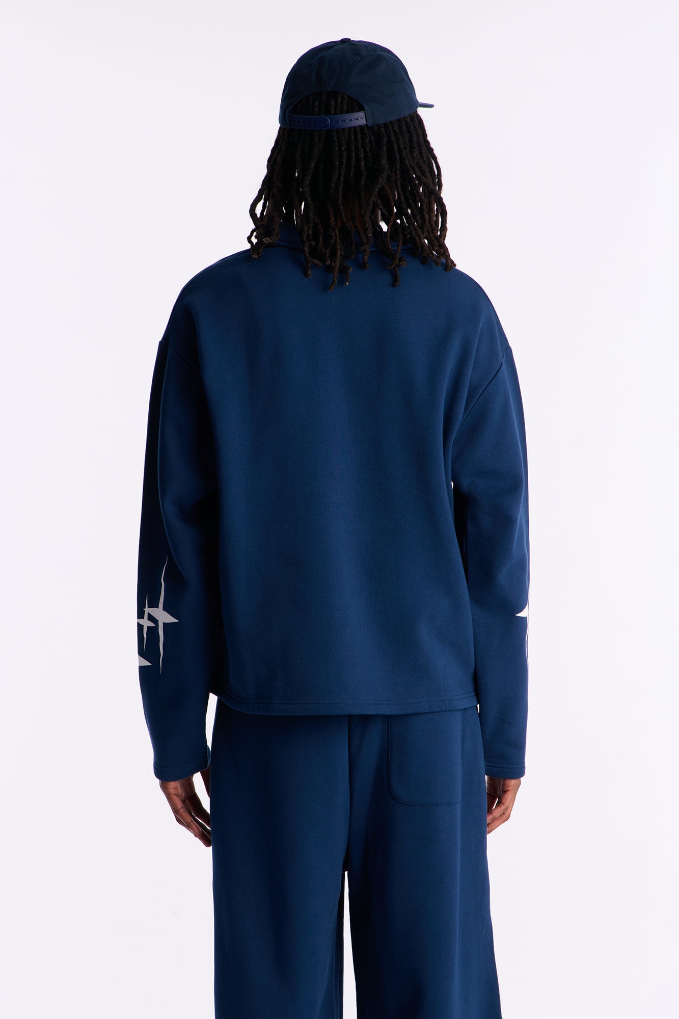No Limits Long Sleeve Fleece Polo - Navy Fashion Nova