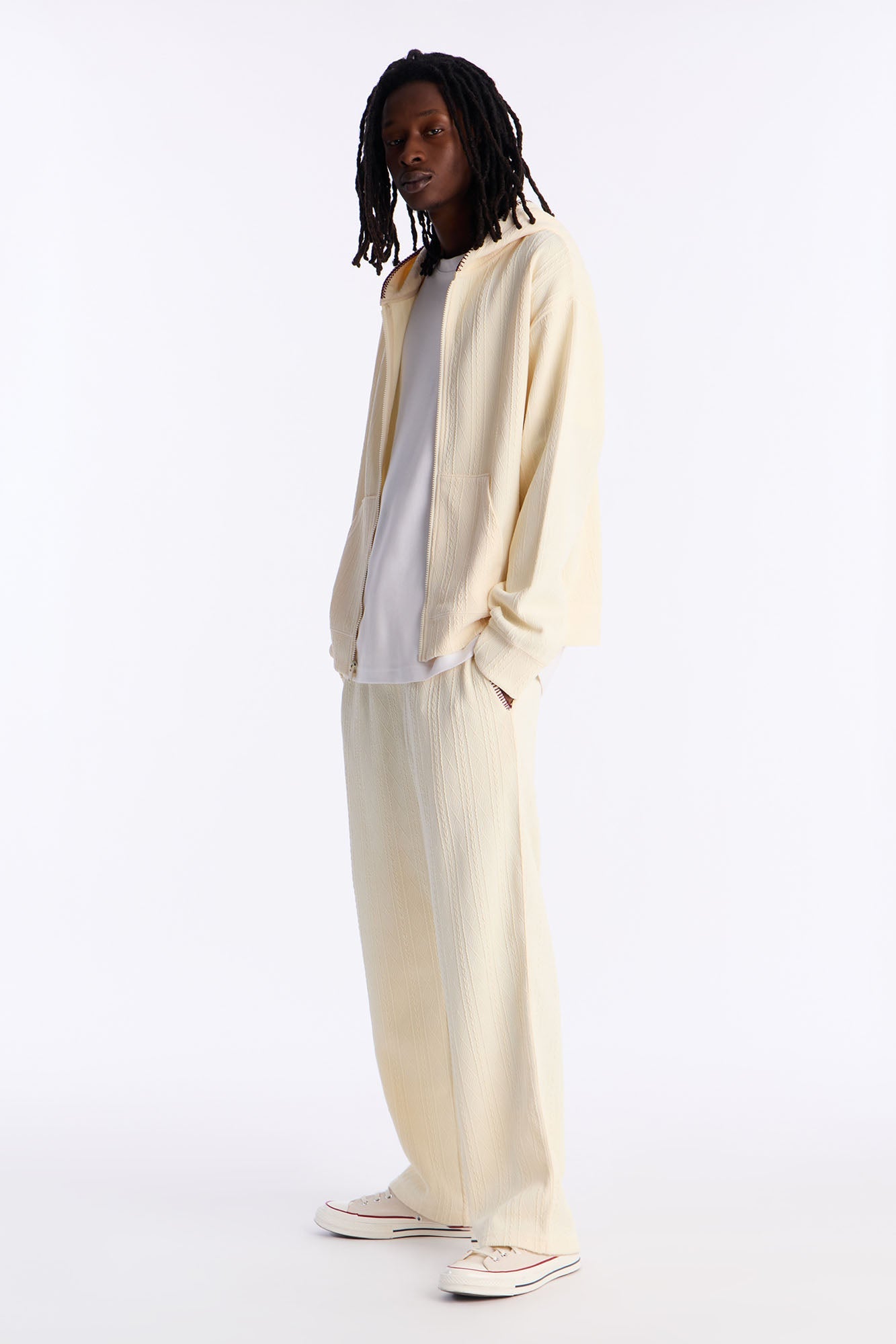 Straight Cable Knit Textured Stitched Pant - Cream Fashion Nova