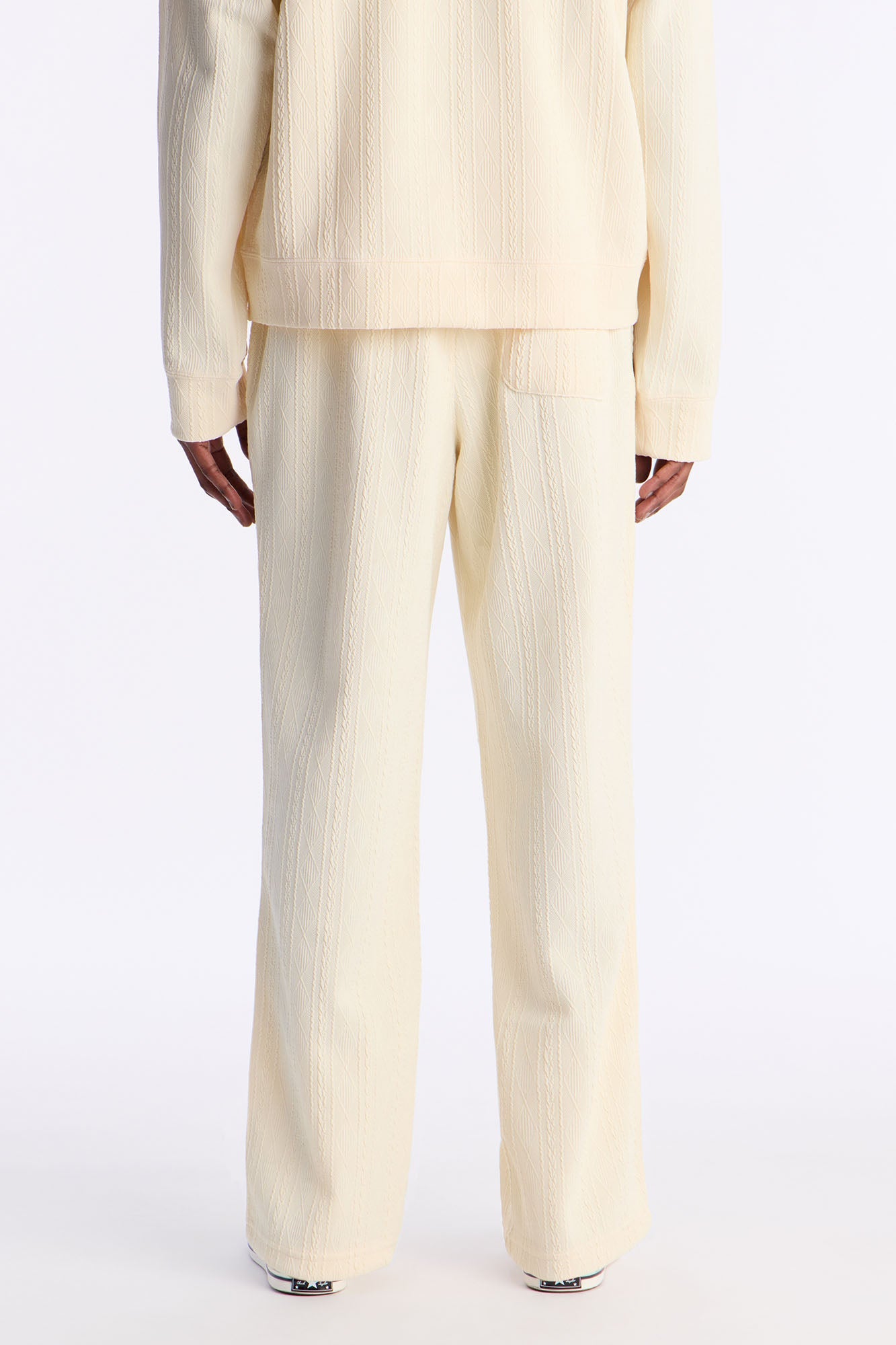 Straight Cable Knit Textured Stitched Pant - Cream Fashion Nova