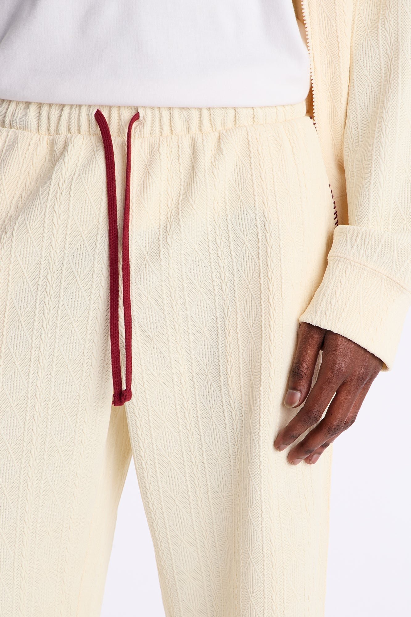 Straight Cable Knit Textured Stitched Pant - Cream Fashion Nova
