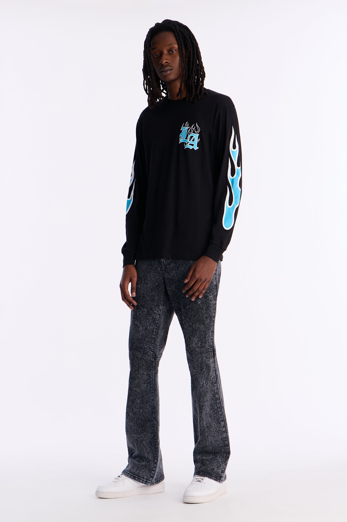 LA Boxy Long Sleeve Tee - Black Fashion Nova