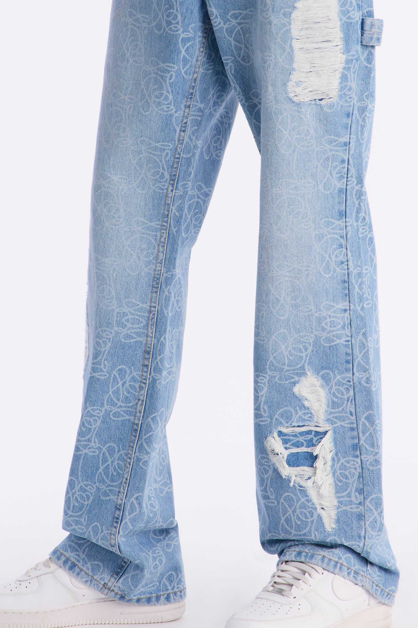 Stacked Slim Flare Slide Thru Distressed Jean - Medium Blue Wash Fashion Nova