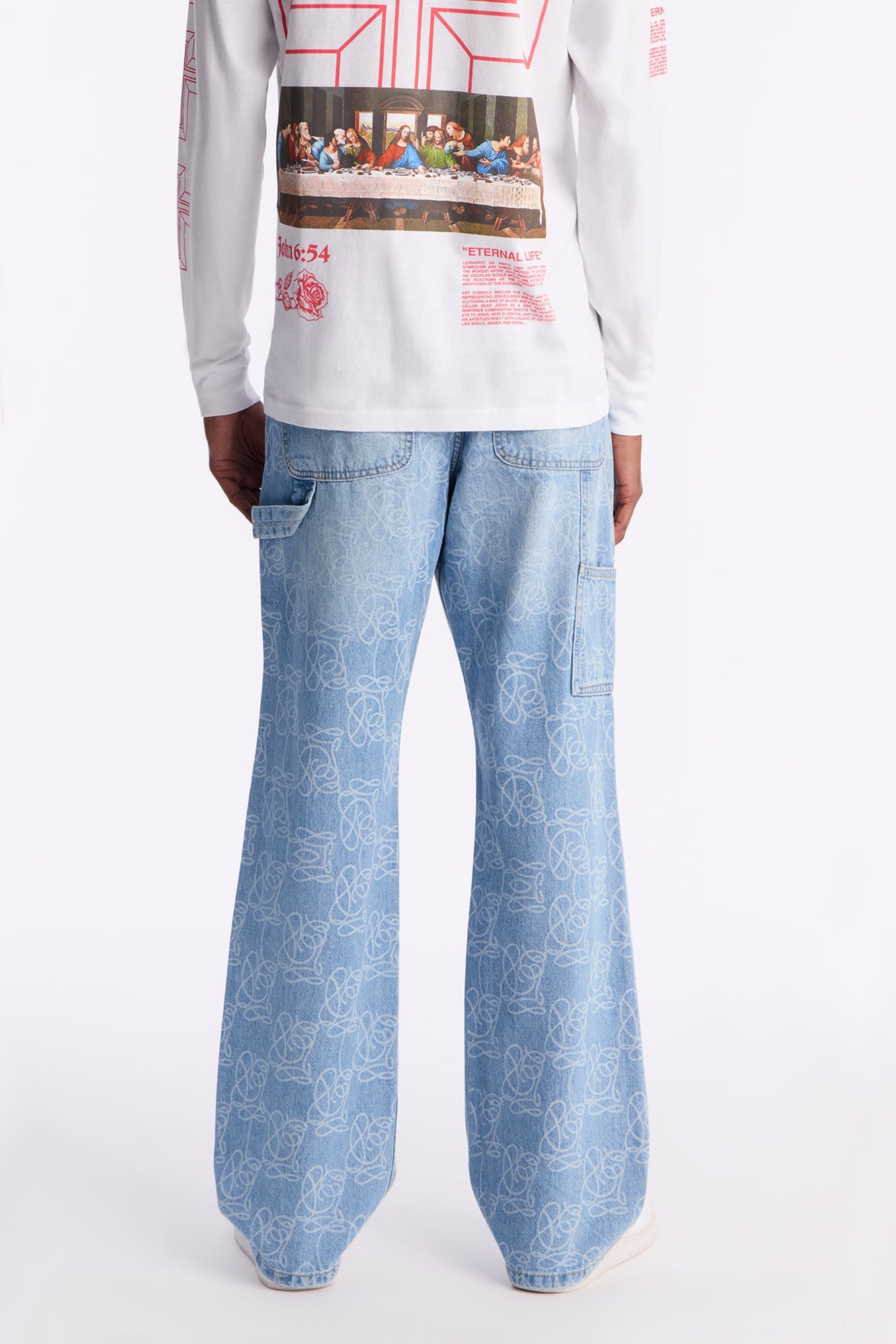 Stacked Slim Flare Slide Thru Distressed Jean - Medium Blue Wash Fashion Nova