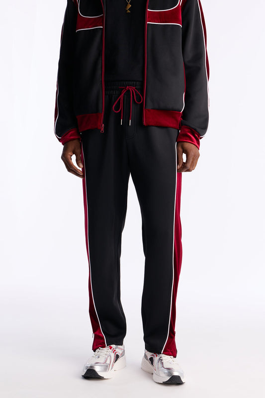 Slim Lexington Velour Side Track Pant - Burgundy Fashion Nova