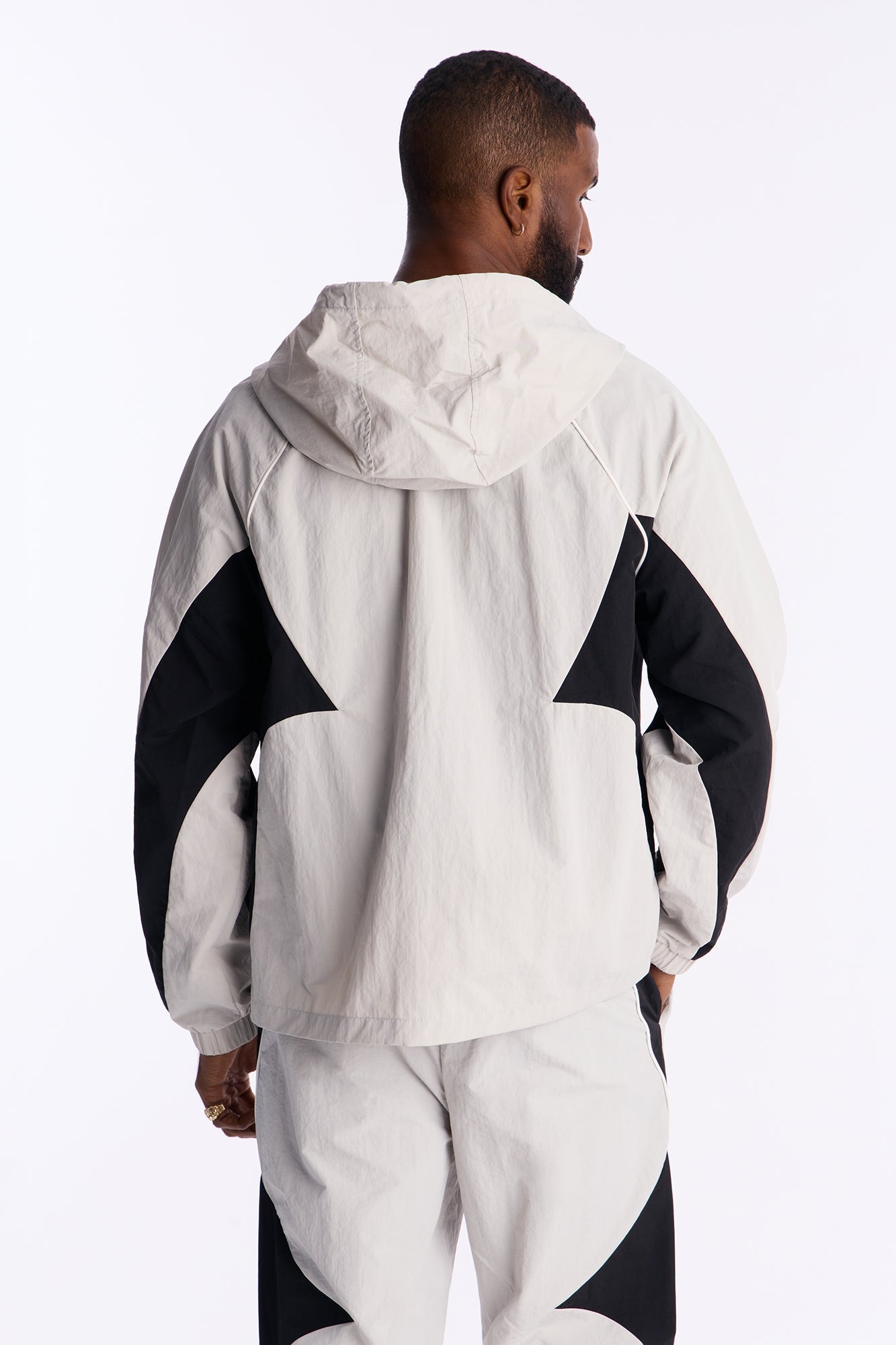 Relaxed Aura Coded Hooded Track Jacket - Silver Fashion Nova