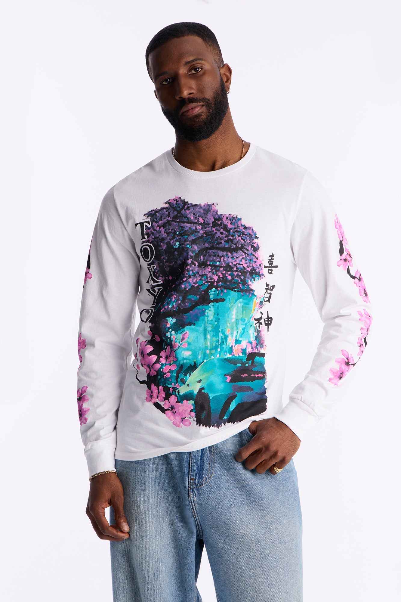 Tokyo Blossom Long Sleeve Tee - White Fashion Nova