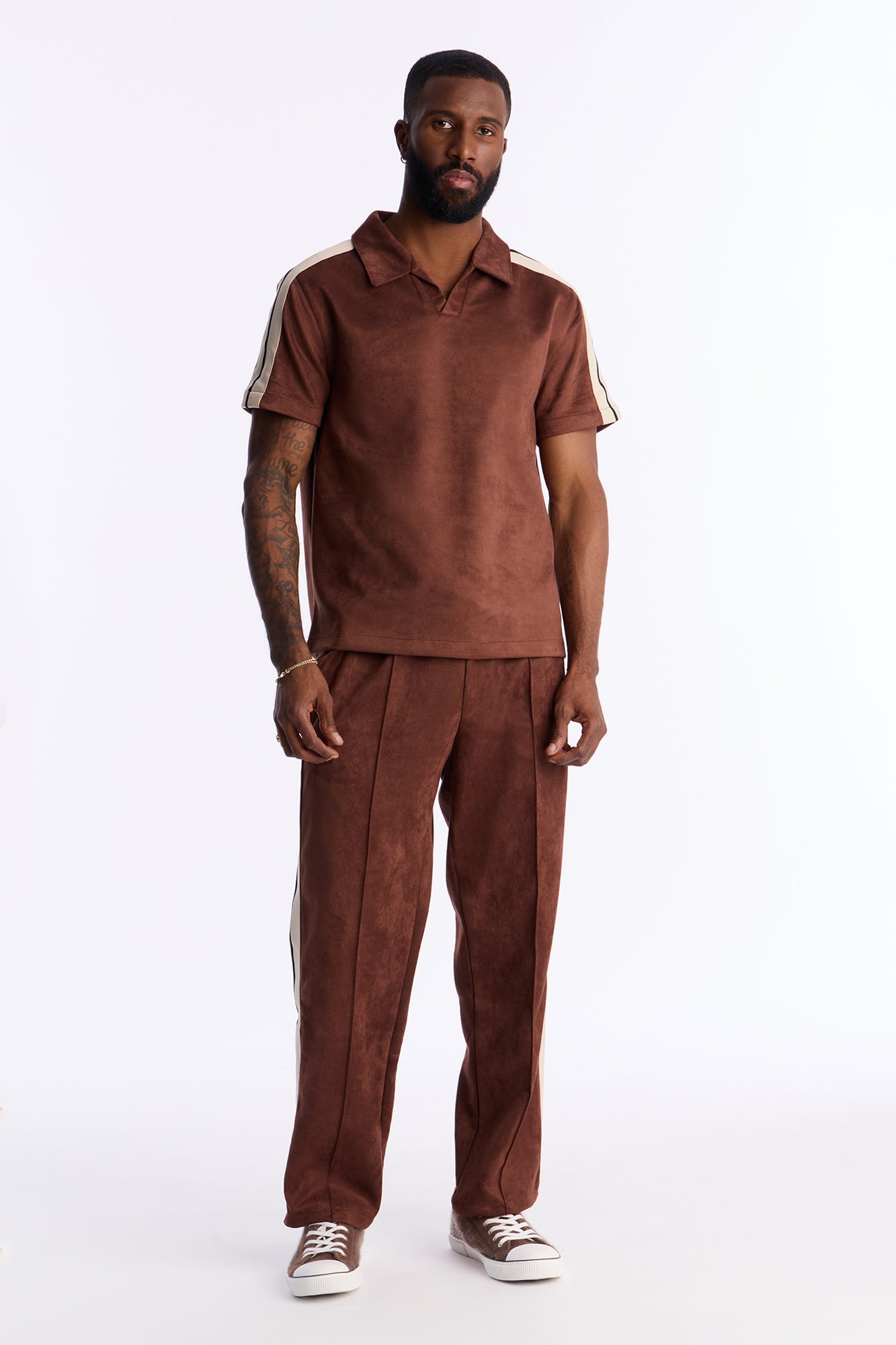 Faux Suede Short Sleeve Tee - Brown Fashion Nova