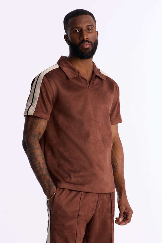 Faux Suede Short Sleeve Tee - Brown Fashion Nova