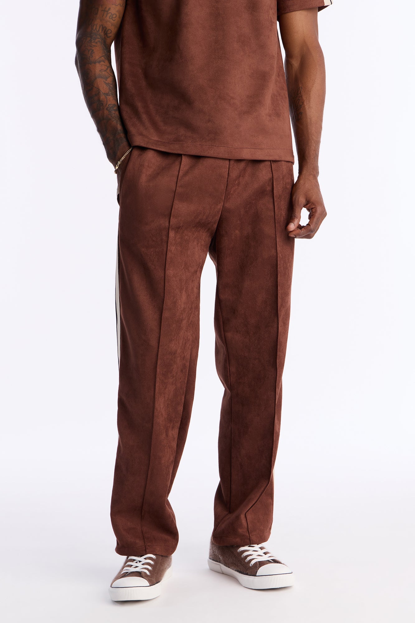 Straight Faux Suede Pant - Brown Fashion Nova