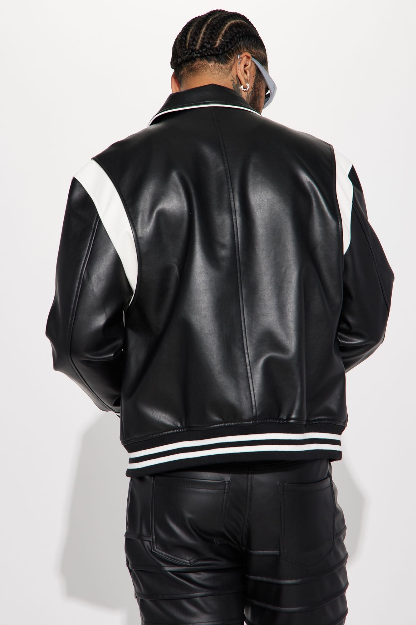 Uncompromising Faux Leather Jacket - Black/combo Fashion Nova