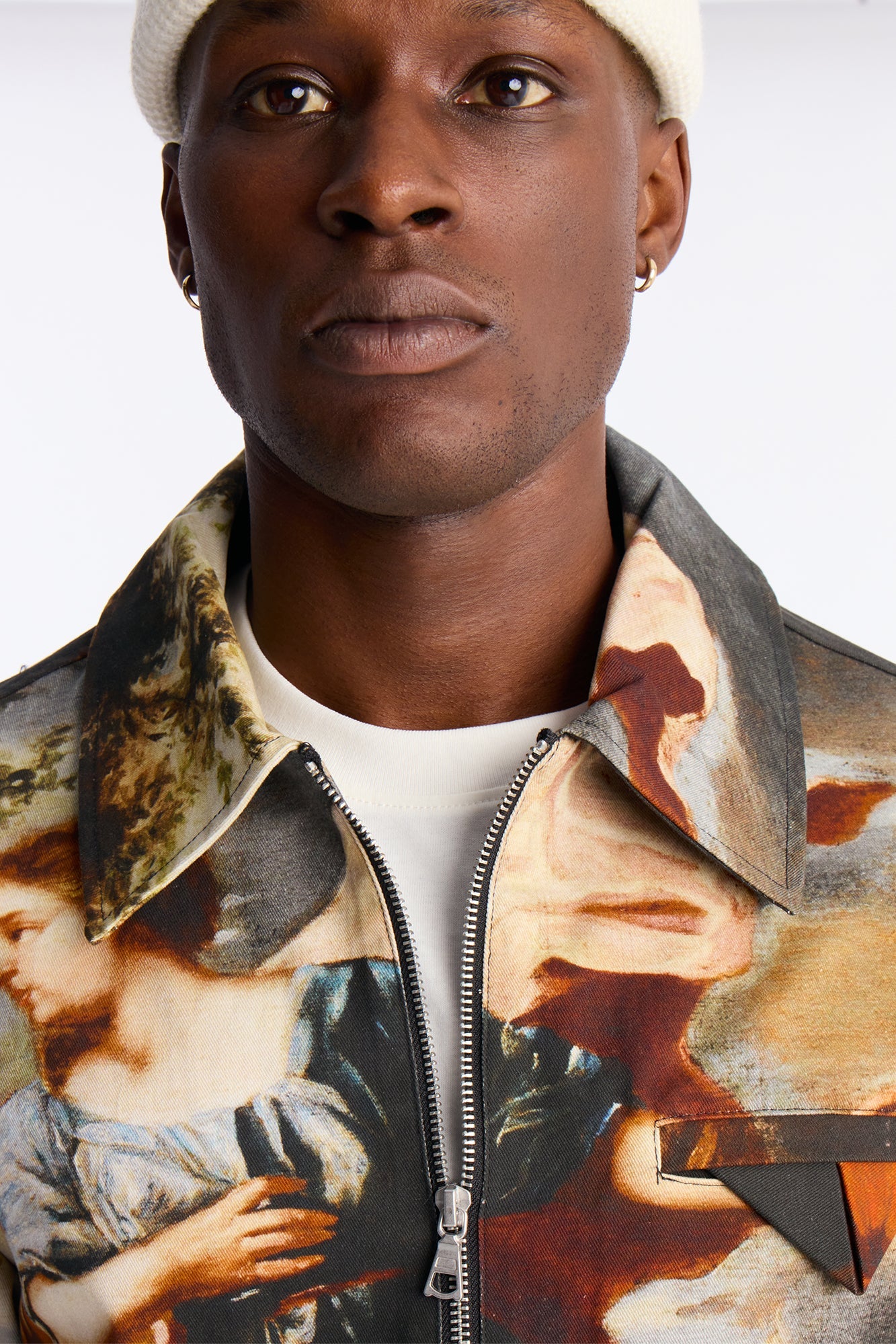 Cropped Renaissance Printed Twill Work Jacket - Multi Color Fashion Nova