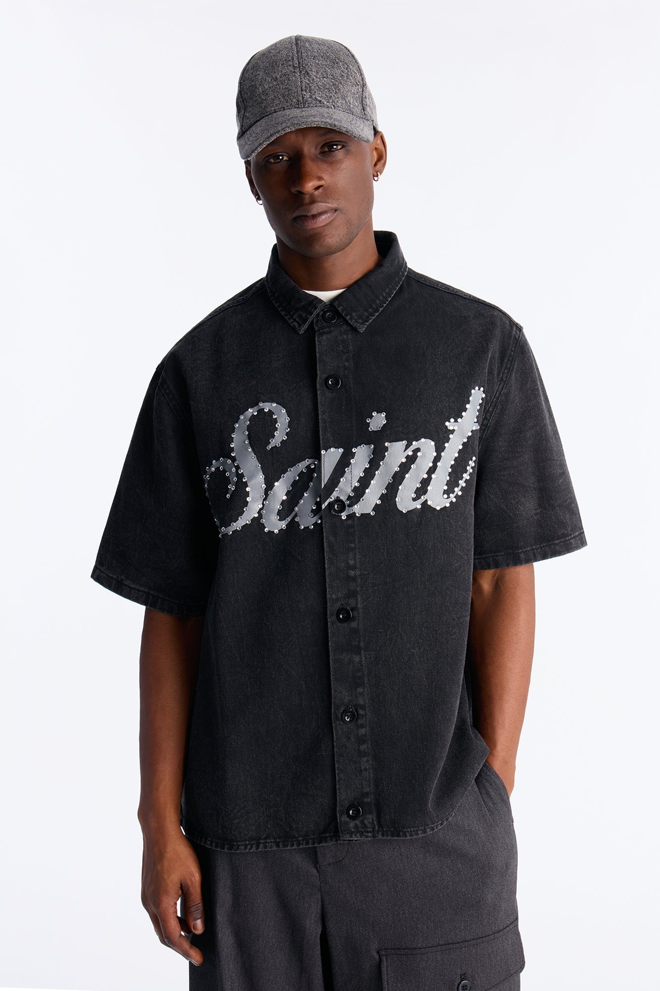 Saint Blaze Button Up Shirt - Black Wash Fashion Nova