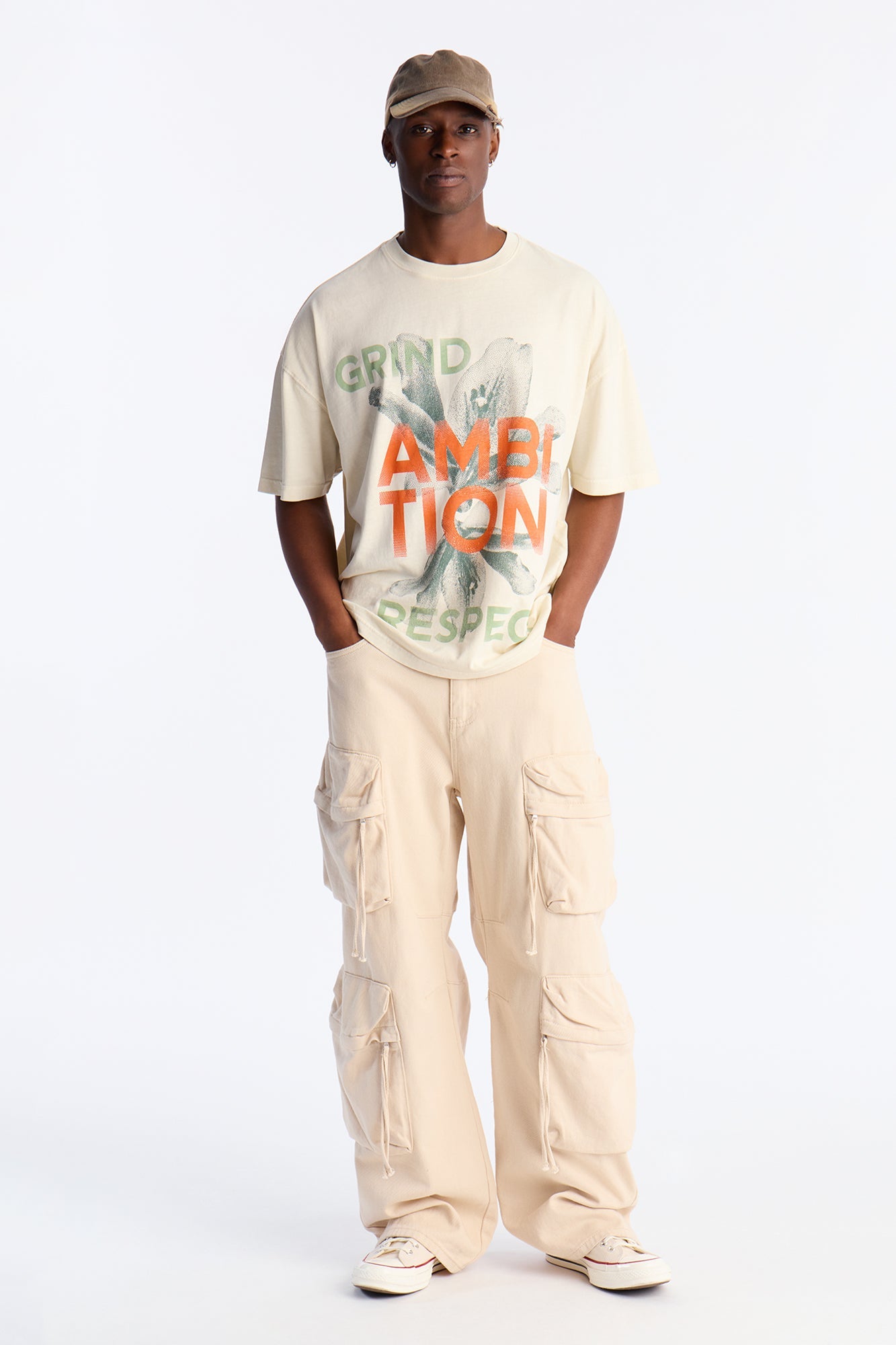 Grind To Respect Oversized Short Sleeve Tee - Cream Fashion Nova