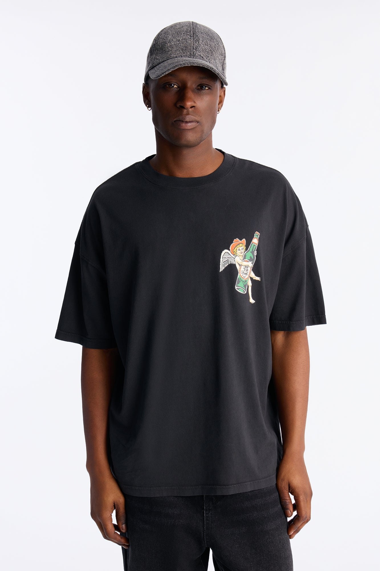Let The Good Times Flow Oversized Short Sleeve Tee - Black Wash Fashion Nova