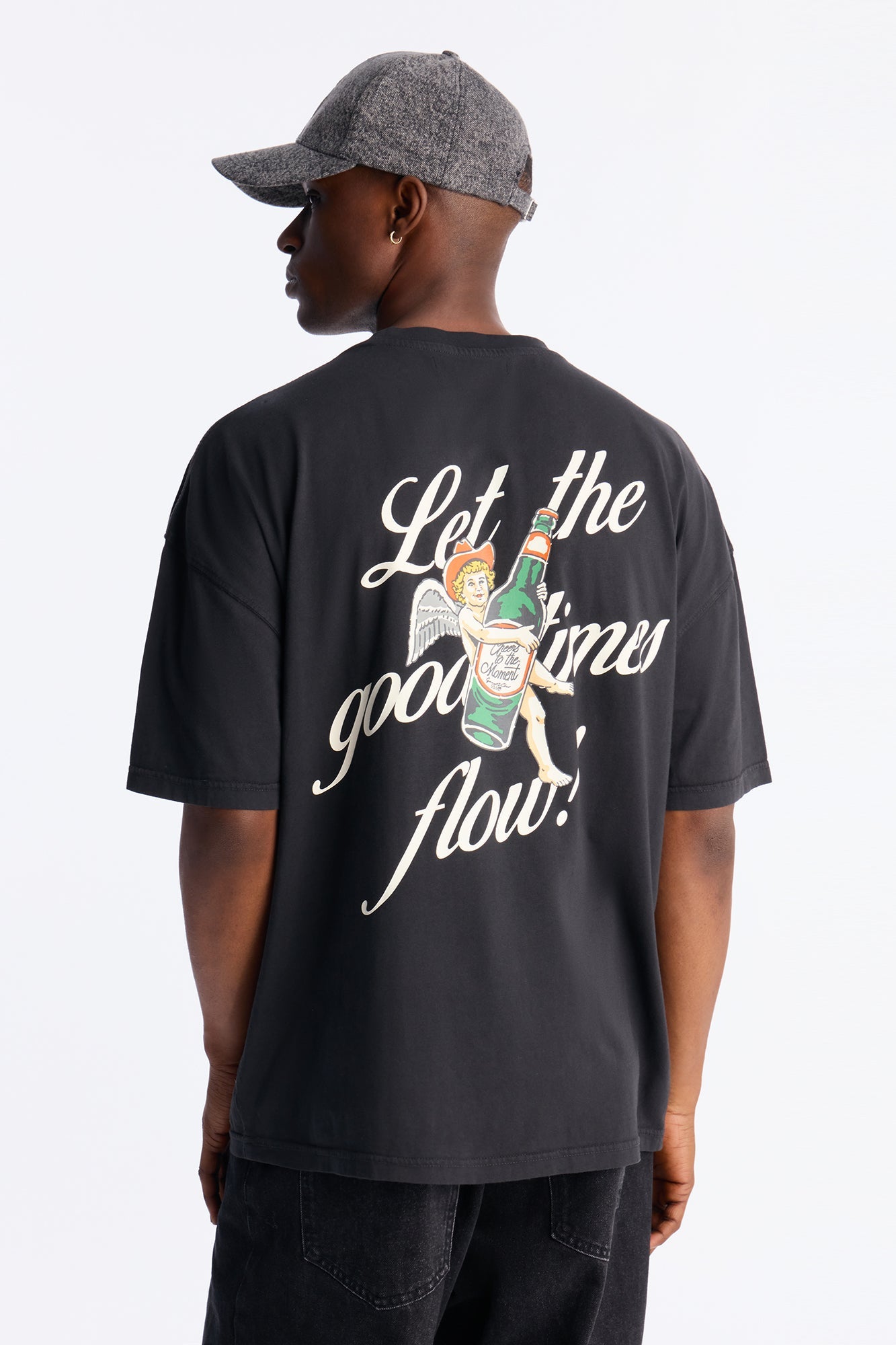 Let The Good Times Flow Oversized Short Sleeve Tee - Black Wash Fashion Nova